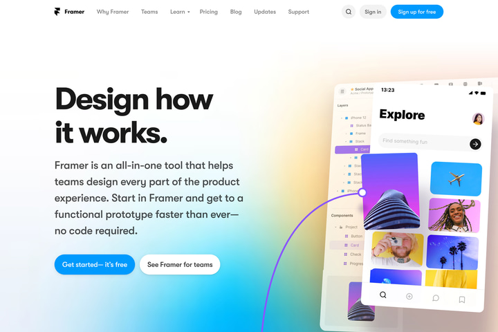 Framer website preview